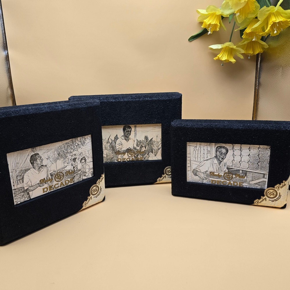 Rocky Patel Decade Empty Cigar Boxes Set of 3 Textured Black‎ Wood Tobacciana